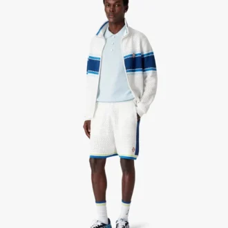 Giacca da tuta in rete a righe bianche e blu