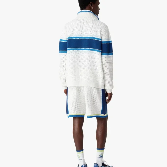 Giacca da tuta in rete a righe bianche e blu