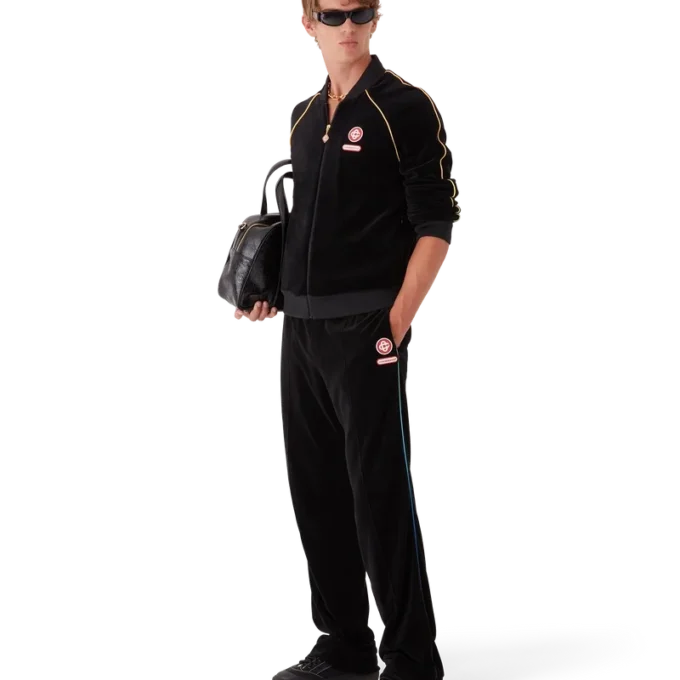 Giacca da tuta in velluto con bordino sfumato