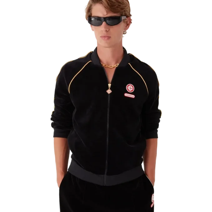 Giacca da tuta in velluto con bordino sfumato