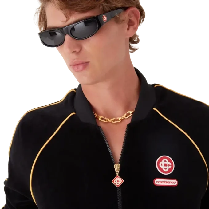 Giacca da tuta in velluto con bordino sfumato