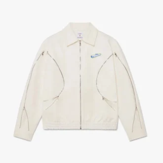 Giacca in cotone drill con zip bianca