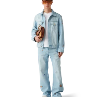 Giacca in denim con motivo ricamato