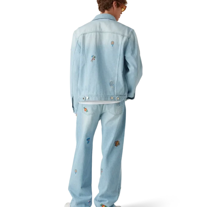 Giacca in denim con motivo ricamato