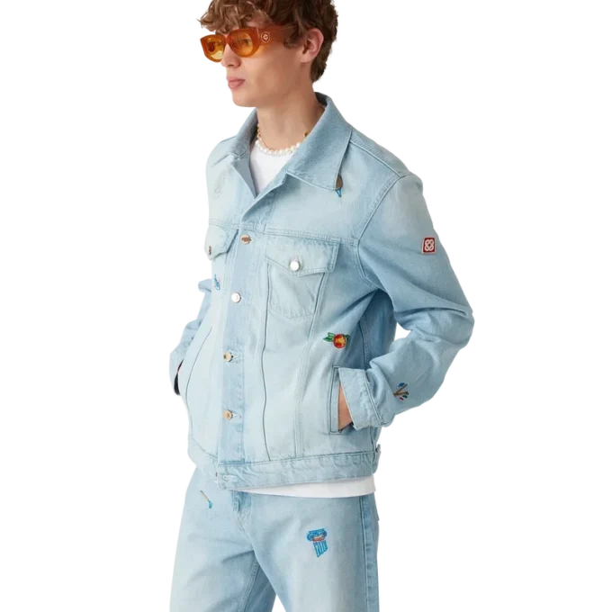 Giacca in denim con motivo ricamato