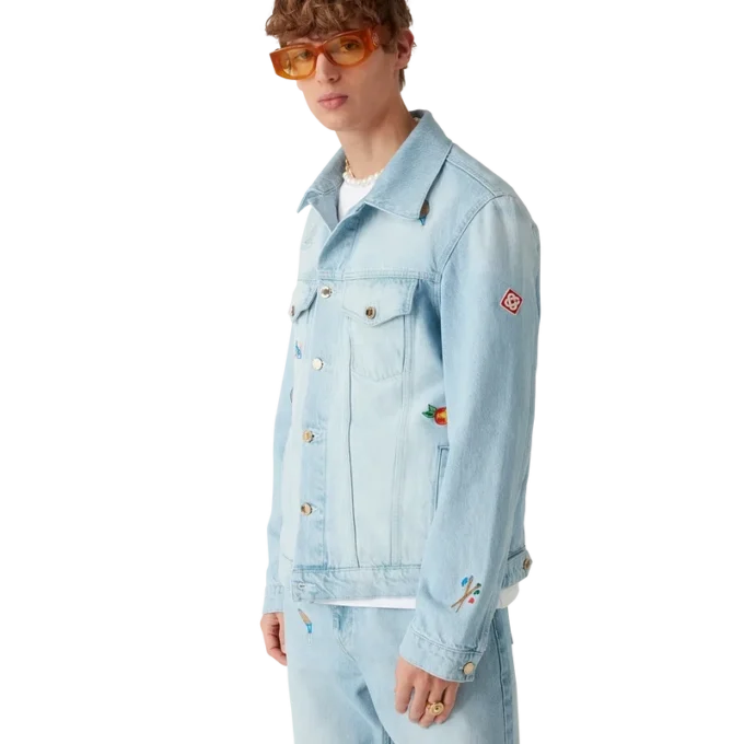 Giacca in denim con motivo ricamato