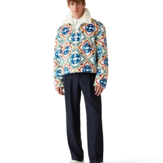 Giacca in pelliccia sintetica jacquard