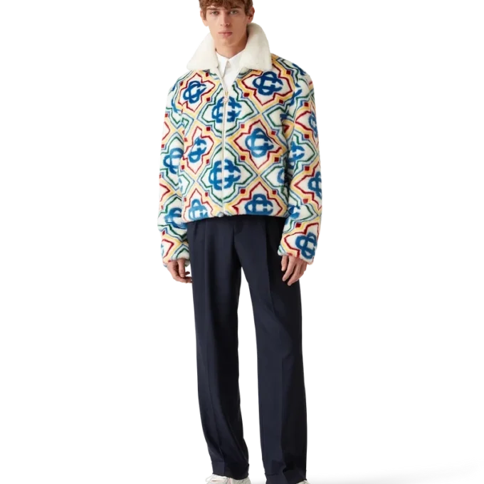 Giacca in pelliccia sintetica jacquard