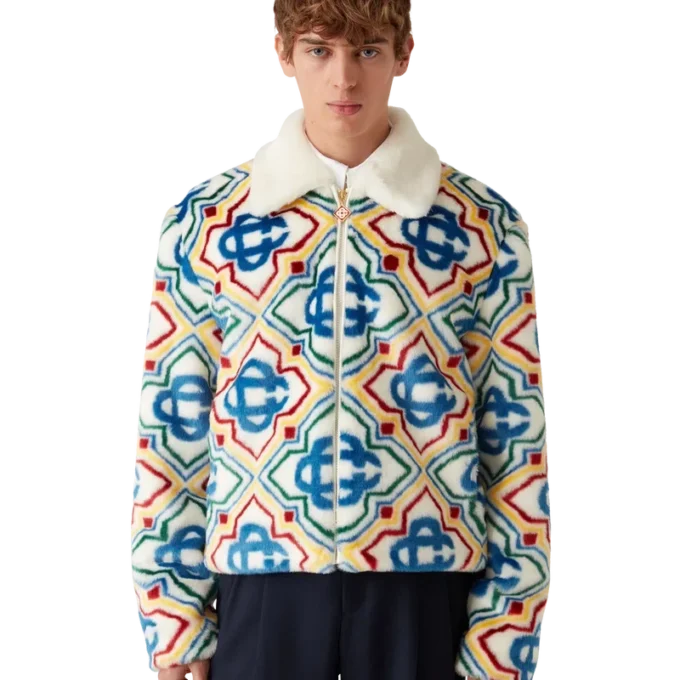 Giacca in pelliccia sintetica jacquard