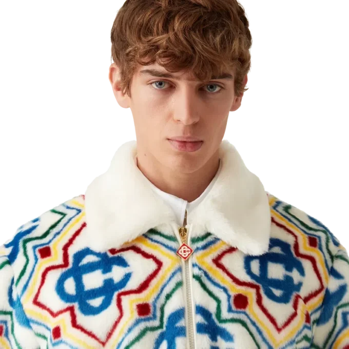 Giacca in pelliccia sintetica jacquard