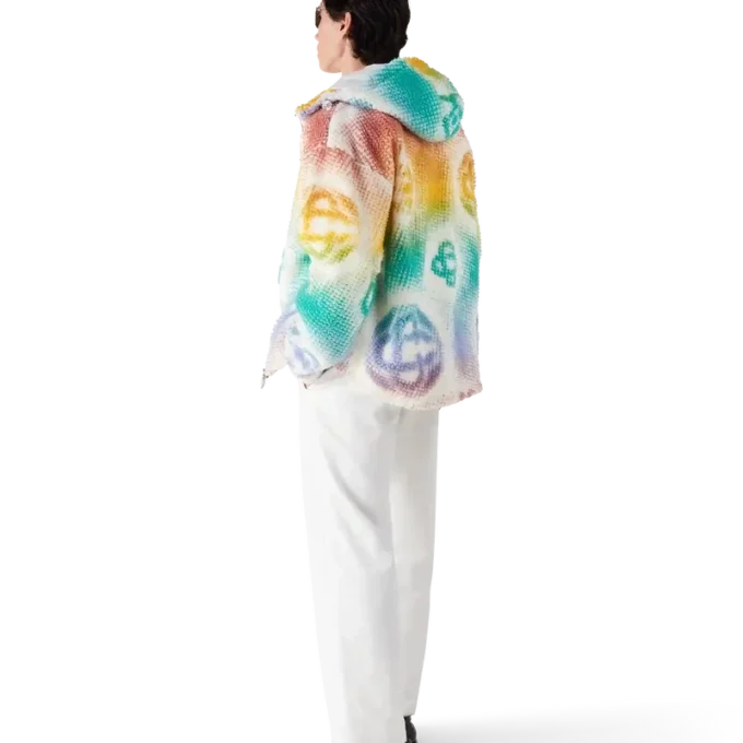 Giacca in pile con monogramma in mezzitoni