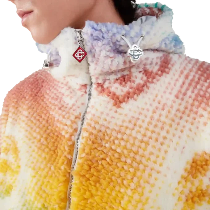 Giacca in pile con monogramma in mezzitoni