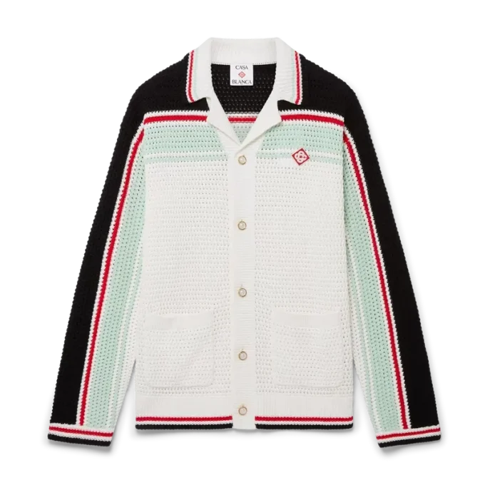 Giacca-pantalone in cotone all’uncinetto