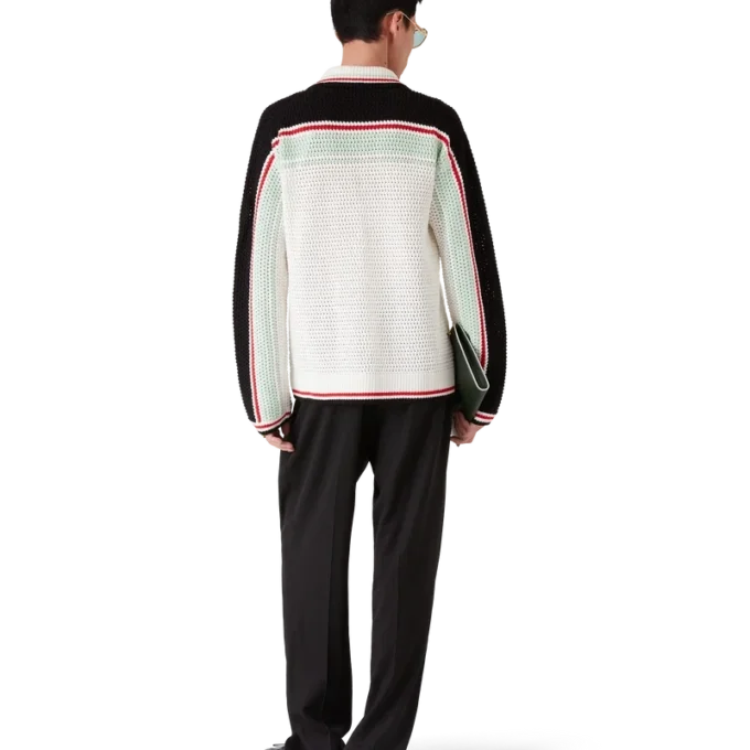 Giacca-pantalone in cotone all’uncinetto