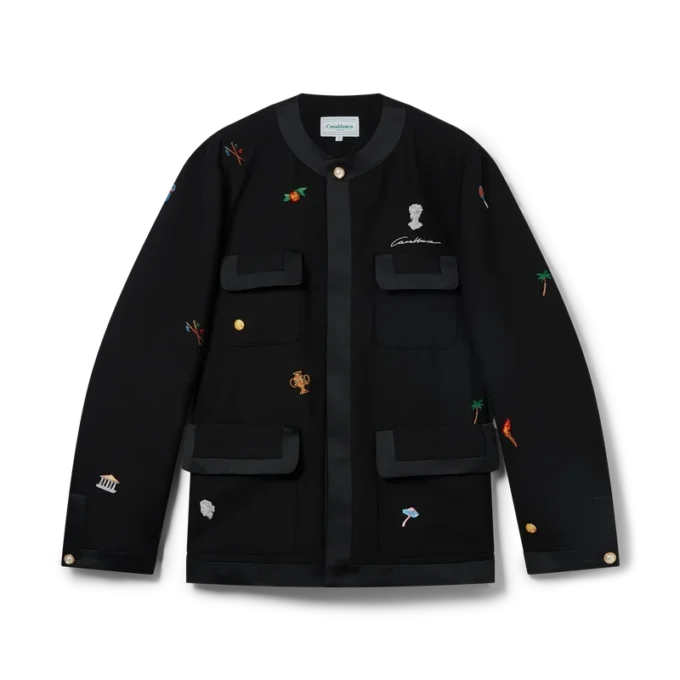 Giacca sartoriale in lana con motivo ricamato