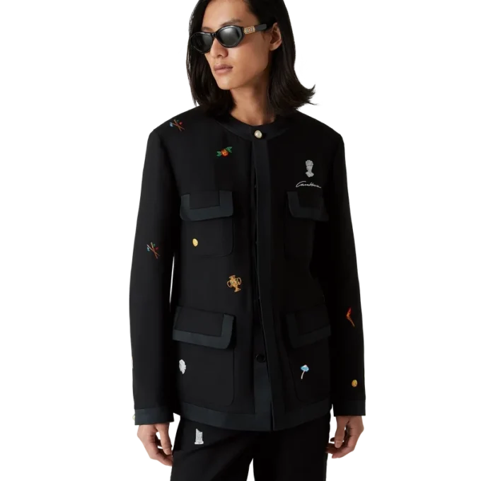 Giacca sartoriale in lana con motivo ricamato