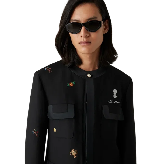 Giacca sartoriale in lana con motivo ricamato