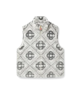 Gilet in pelliccia sintetica con monogramma