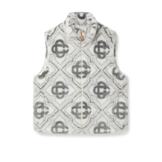 Gilet in pelliccia sintetica con monogramma