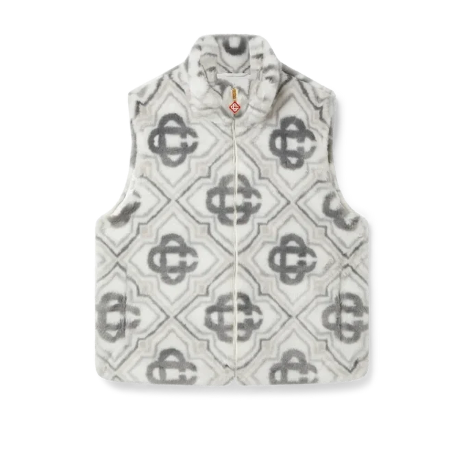 Gilet in pelliccia sintetica con monogramma