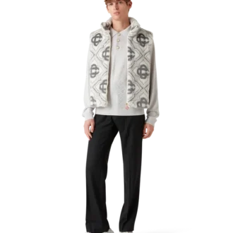 Gilet in pelliccia sintetica con monogramma