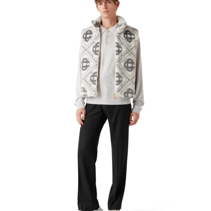 Gilet in pelliccia sintetica con monogramma