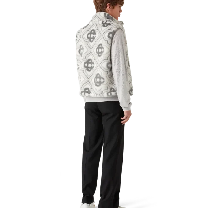 Gilet in pelliccia sintetica con monogramma