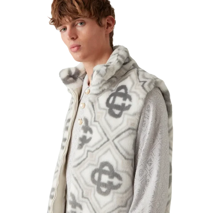 Gilet in pelliccia sintetica con monogramma