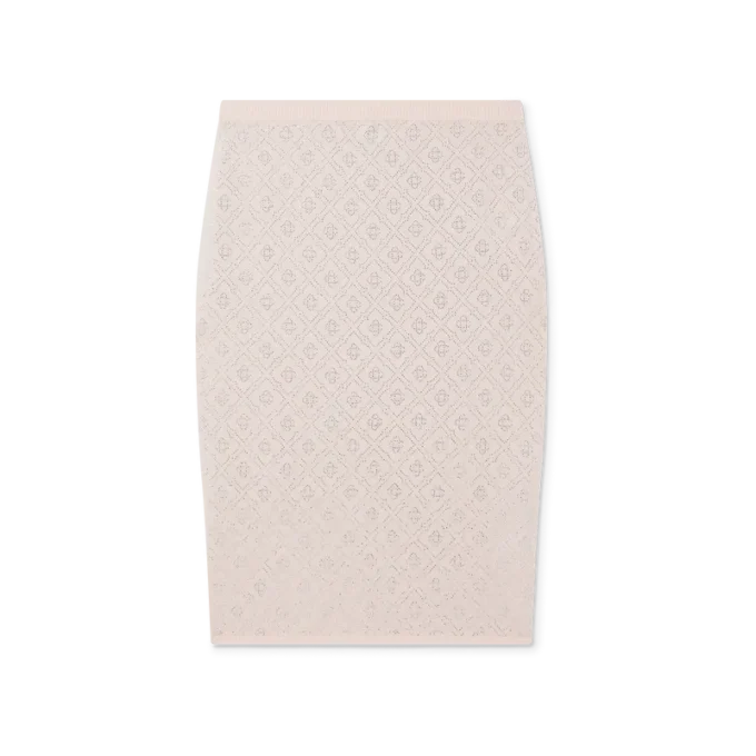 Gonna in maglia con monogramma in cristallo