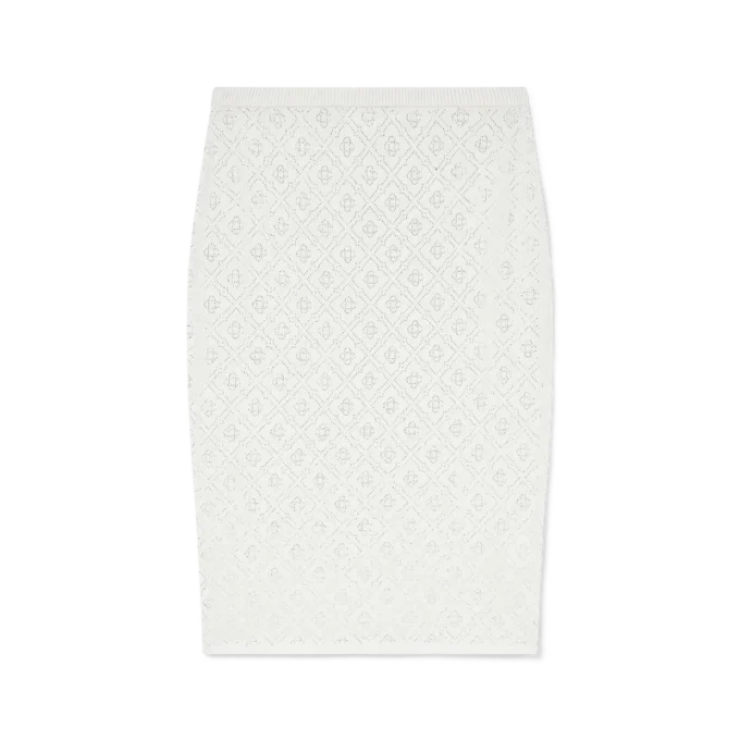 Gonna in maglia con monogramma in cristallo