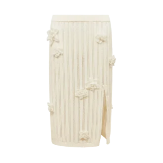 Gonna in maglia con pizzo floreale