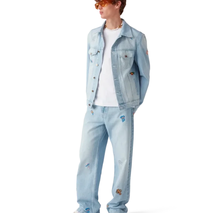 Jeans con motivo ricamato