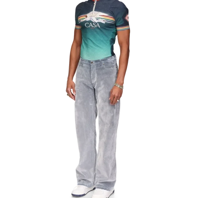 Jeans con texture color pesca