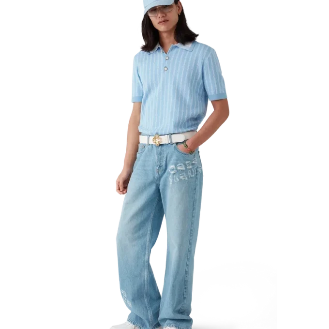 Jeans in denim effetto graffito