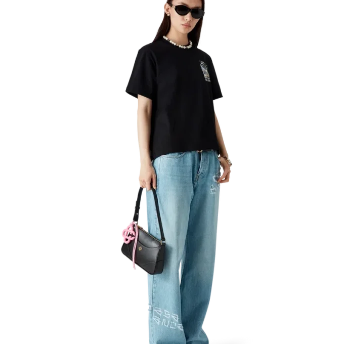 Jeans in denim effetto graffito