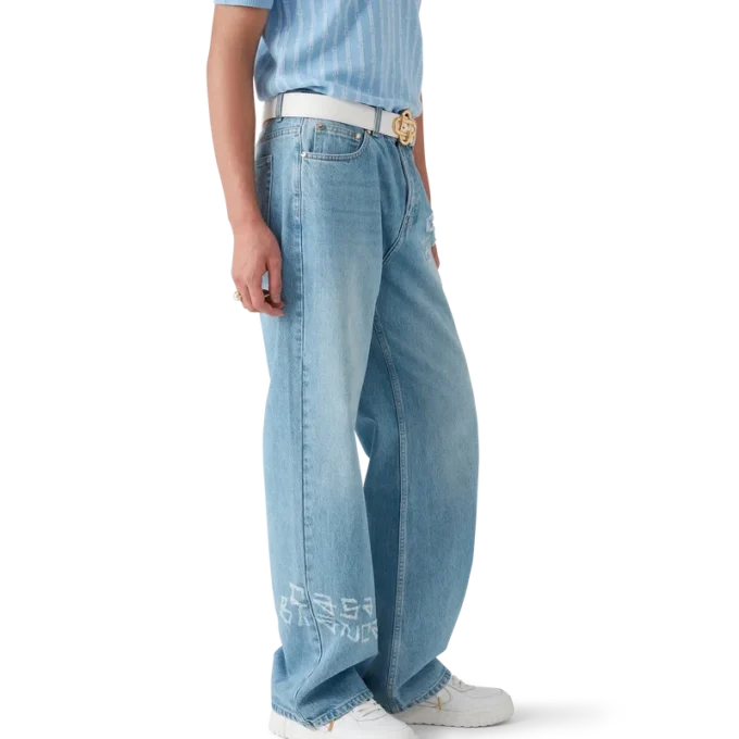 Jeans in denim effetto graffito