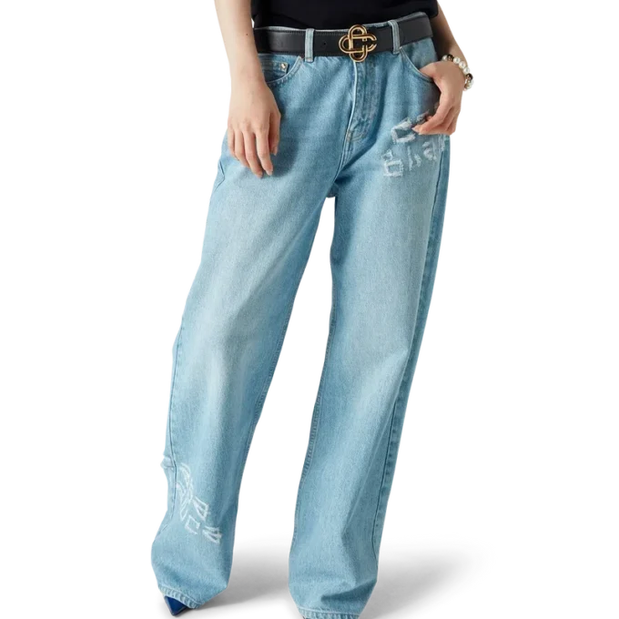 Jeans in denim effetto graffito