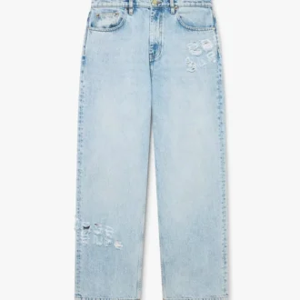 Jeans in denim graffito a lavaggio chiaro