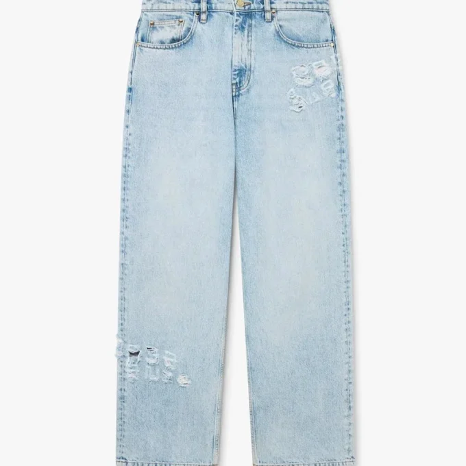 Jeans in denim graffito a lavaggio chiaro