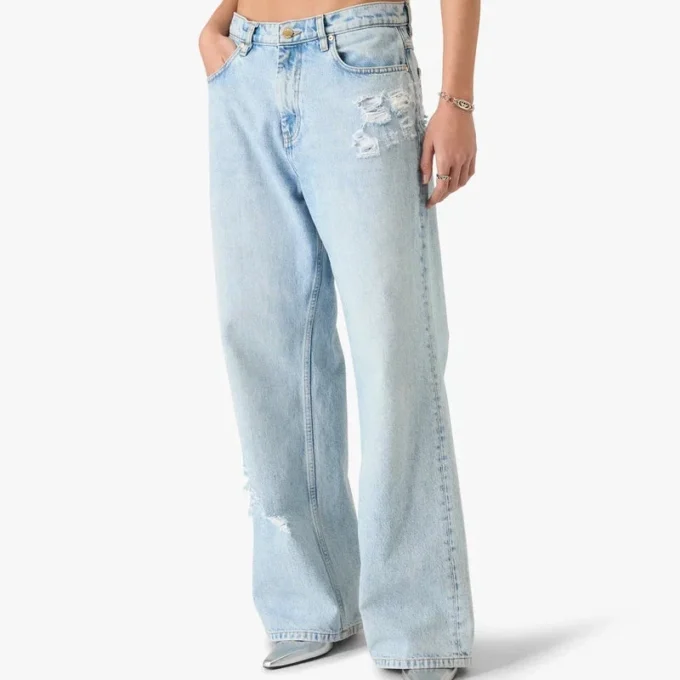 Jeans in denim graffito a lavaggio chiaro