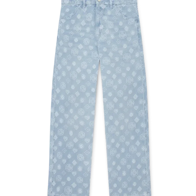 Jeans in denim Monogram dalla vestibilità comoda Jeans in denim Monogram dalla vestibilità comoda