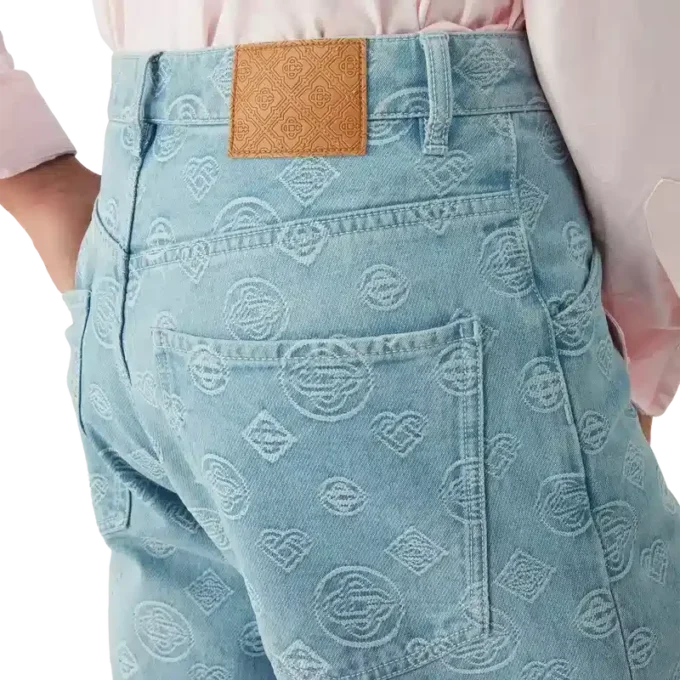 Jeans in denim Monogram dalla vestibilità comoda Jeans in denim Monogram dalla vestibilità comoda