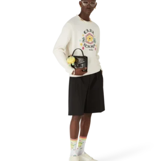 Maglia a collo rotondo in lana merino con emblema