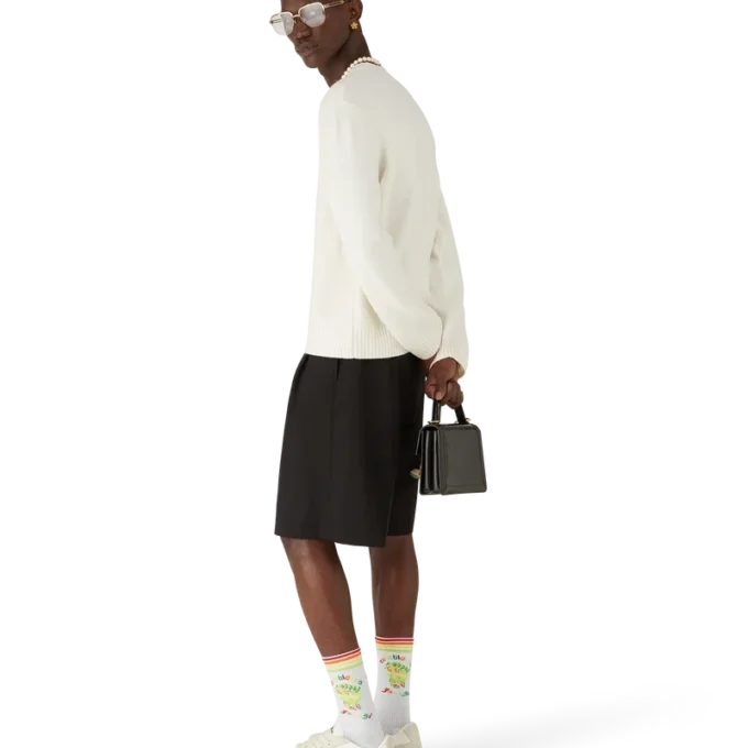 Maglia a collo rotondo in lana merino con emblema