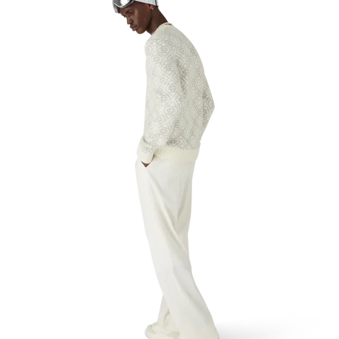 Maglia a girocollo in misto mohair con monogramma argento