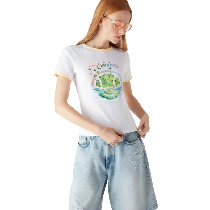 Maglietta a maniche corte Beyond Destiny Longline Ringer in pantaloncini Maglietta a maniche corte Beyond Destiny Longline Ringer in pantaloncini