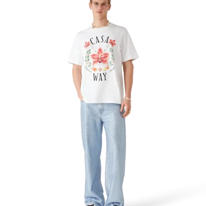 Maglietta a maniche corte con logo Casa Way Orchid in pantaloncini