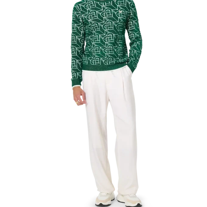 Maglione con monogramma a cuori