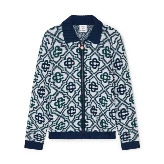 Maglione con zip in maglia Monogram