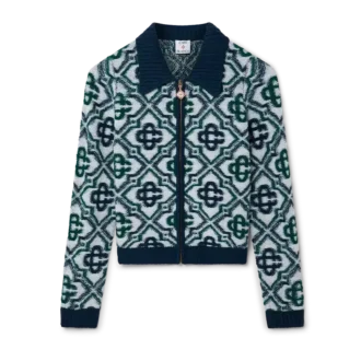 Maglione con zip in maglia Monogram